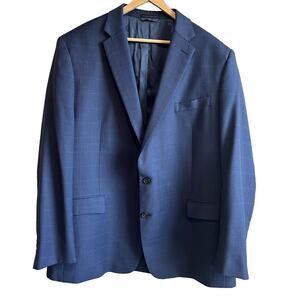 Lauren Ralph Lauren Ultraflex LONG Wool Blend 2 Button Suit Blazer Blue 46L